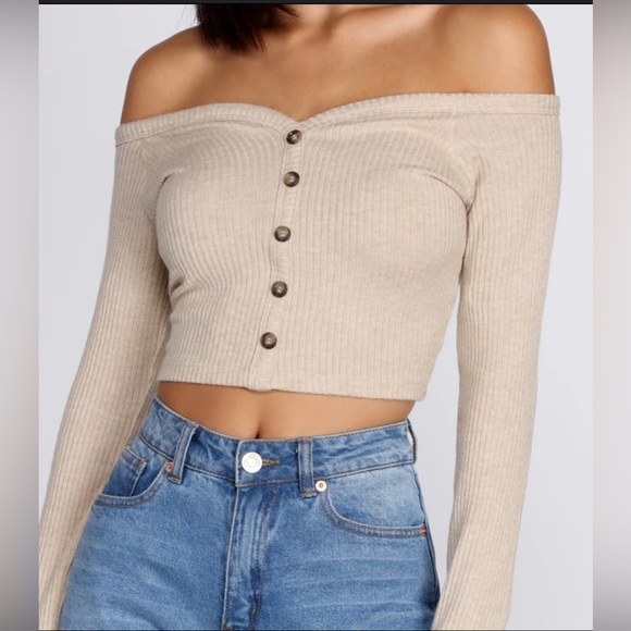 Double Zero Tops - Double Zero Off Shoulder Crop Top